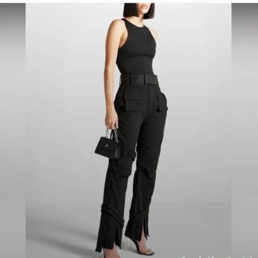 NWT MANIERE DE VOIR Carpenter Cargo Trousers Black Pants in Size 4 - Picture 1 of 16